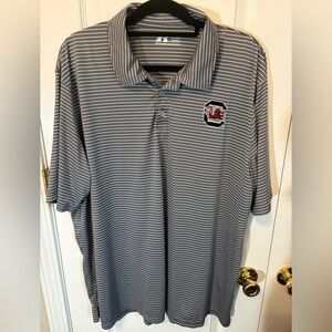 South Carolina Gamecocks Striped Polo Shirt Gray Mens XXL USC